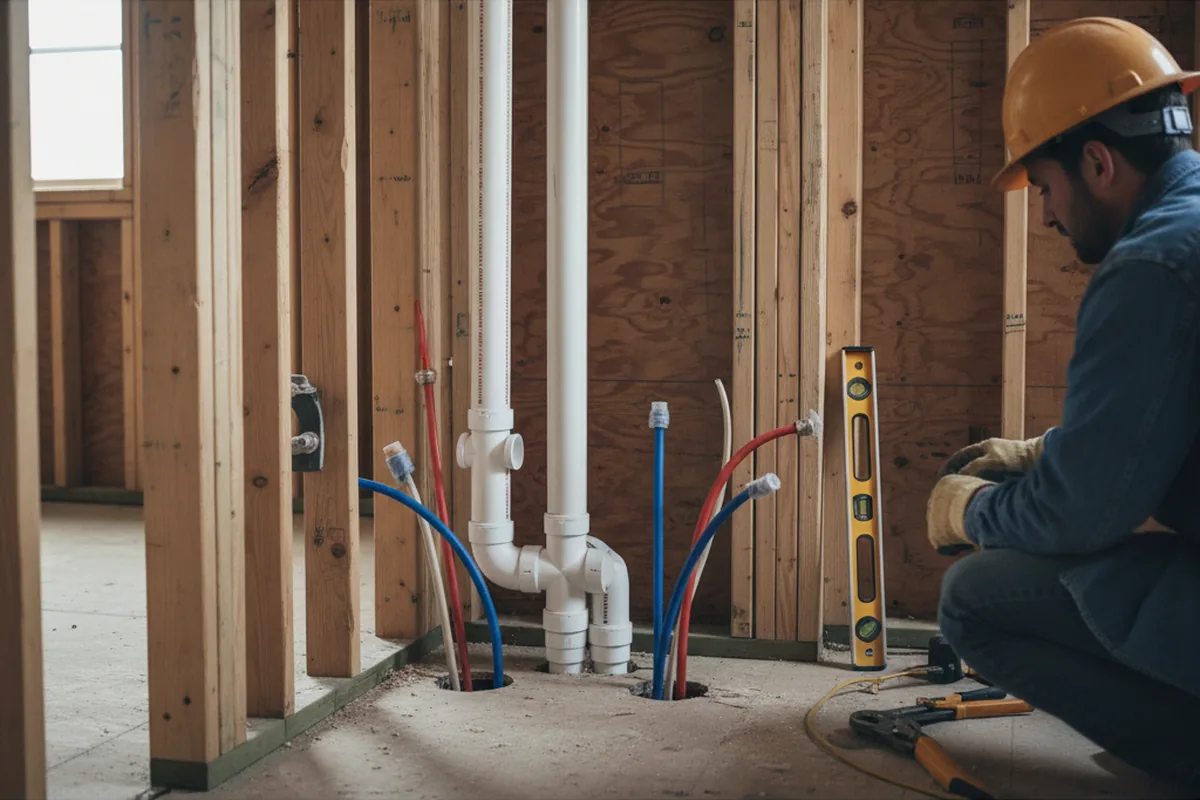 Drain and supply rough-in during Toilet Repair and Installation in East Rochester