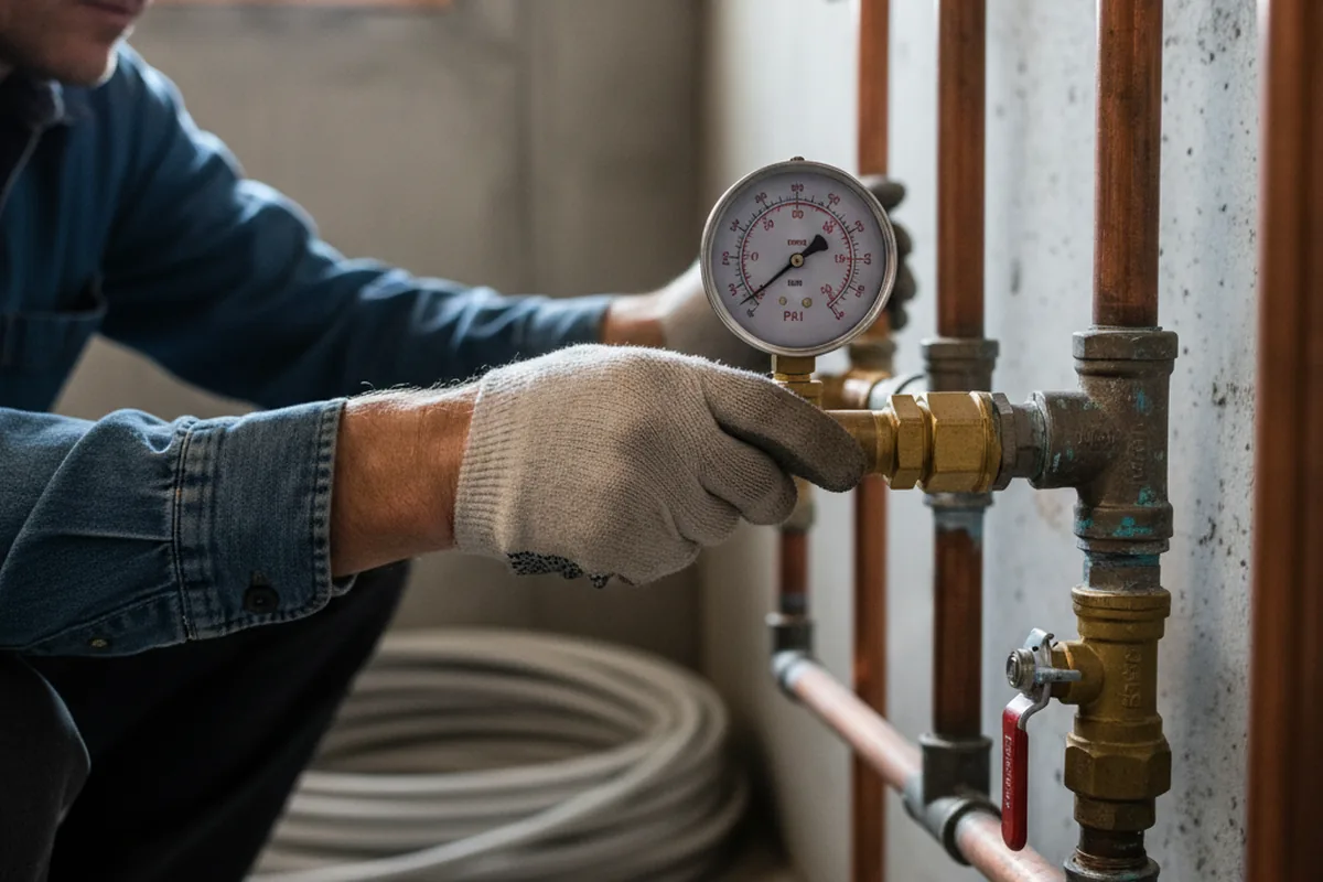 Pressure testing a repaired line during Water Line Repair in East Rochester